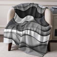 thumbnail image 3 of Throw Blanket for Couch Grey White Black Soft Fleece Flannel Blankets Cozy Lightweight Blanket for Home Sofa Living Room Water Ripple Bed Throws 60" x 80", 3 of 9