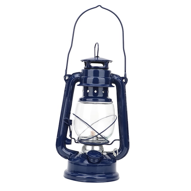 Lámpara de queroseno vintage, farol de hierro, lámpara de aceite, decoración para fiestas y pubs, regalo (azul)