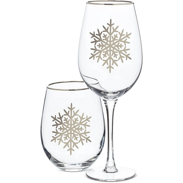 Unique Snowflake Wine Glasses Set of 4