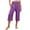 Purple, variant on Pants for Women Plus Size Elastic Waist Wide Capris High Waisted Pants Casual Summer Pockets Pant