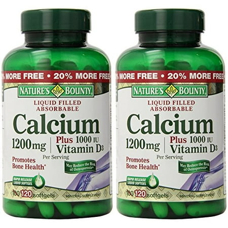 Natures Bounty Calcium 1200 Mg Plus Vitamin D3 240 Softgels 2 X 120 Count Bottles
