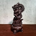 thumbnail image 3 of Ebony wood carved dragon zodiac ornament, treasure basin, coiled dragon, Chinese dragon handicrafts, decoration for offices and shops, opening gifts., 3 of 4