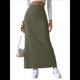 thumbnail image 2 of Faldas Tubo de Punto Ajustadas para Mujer, Falda Midi de Cintura Alta con Abertura Elástica Verde S, 2 of 8