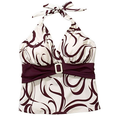 Women's Plus Belted Halter Tankini Top