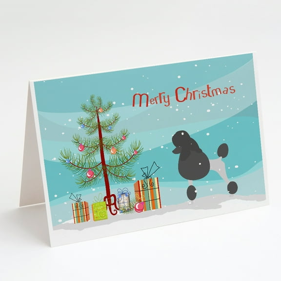Caroline's Treasures Poodle Christmas Christmas Greeting Cards with Envelopes, 5" x 7" (8 Count)