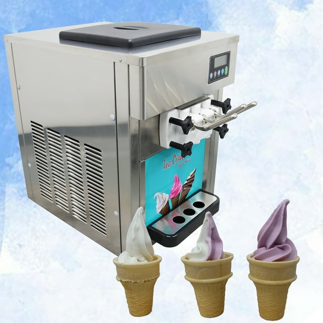 Machine Commerciale de Crème Glacée Molle à 3 Saveurs avec Écran LCD 110 V 18-25 L/h