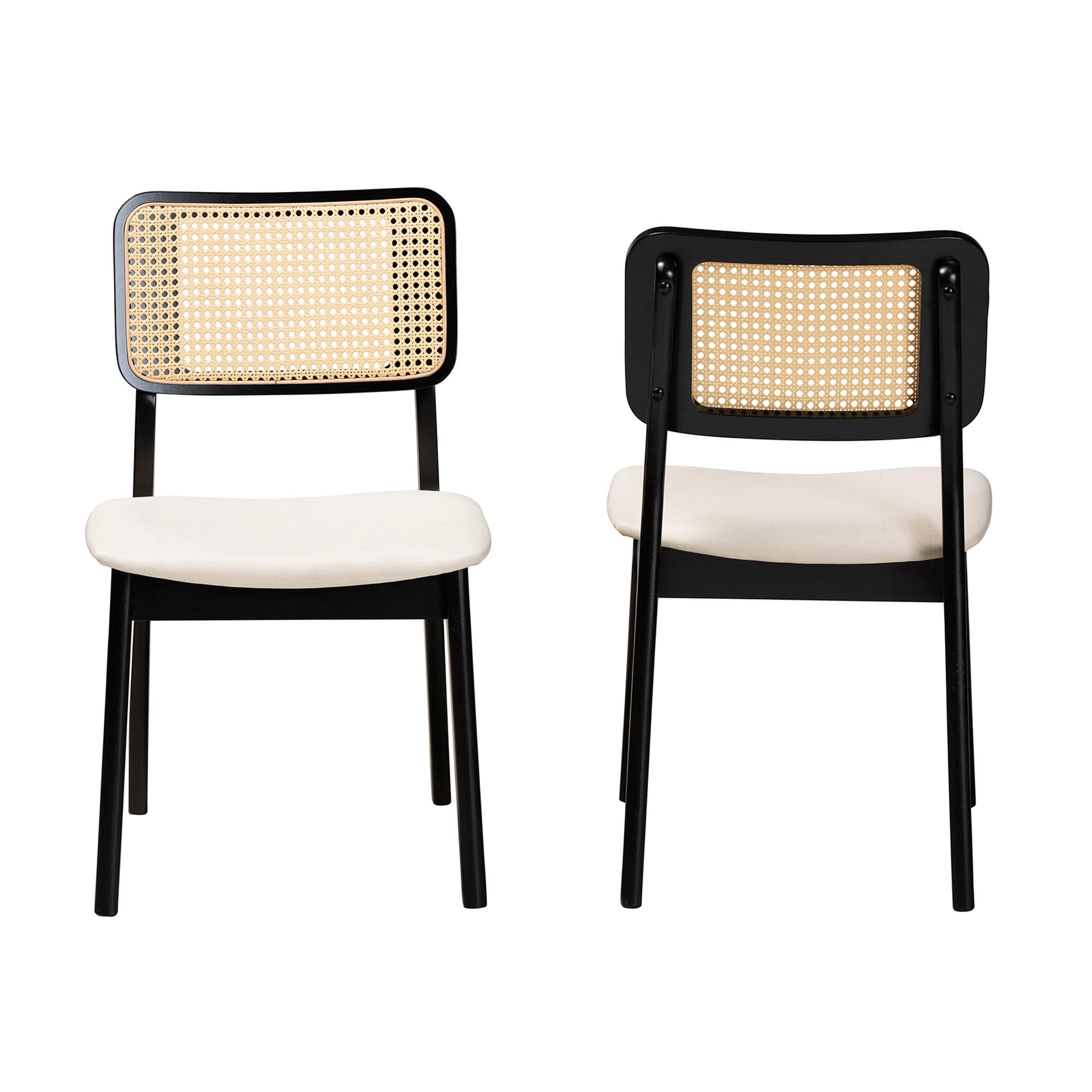 Baxton Studio Ballerina Rattan BOHO Dining Sets, 5-Piece, Black