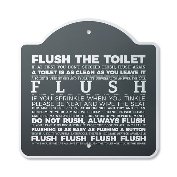 Flush The Toilet 10” x 10” Sign | Indoor/Outdoor Plastic | SignMission Designer Clean Toilet Restroom Warning Bathroom Novelty Gift Funny Joke Gag Road Garage