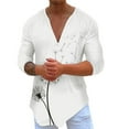 thumbnail image 2 of POINTERTECK T-Shirt à Col à Revers pour Hommes, Mode Décontractée, Simple, en Coton et Lin, à Petits Motifs, Chemise à Manches Longues, 2 of 3