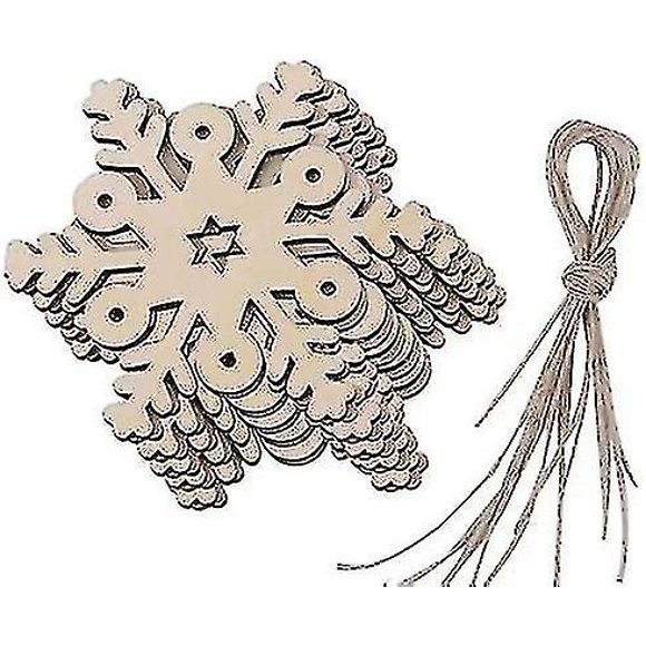 10pcs Arbre De No?l Embellissements En Bois Artisanat Ornement De Sapin De No?l Suspendu Avec Corde De Suspension