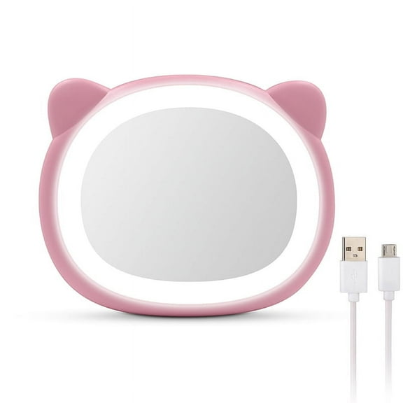 Mini Portable Handheld LED Makeup Mirror, Rechargeable, for Kids