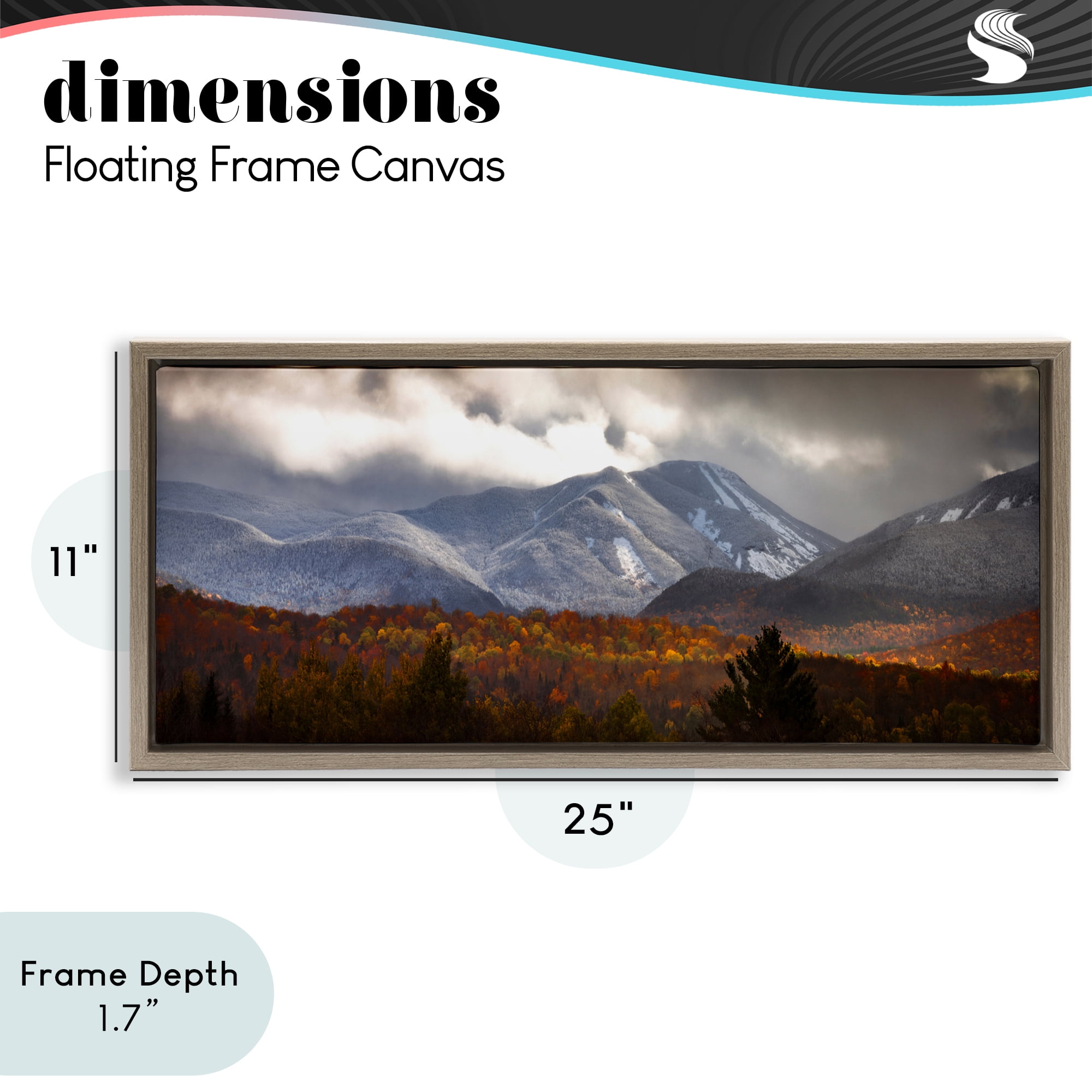 Stupell Industries Colliding Seasons Mountainscape Brown Framed Floater Canvas Wall Art, design by Jonathan Zaharek