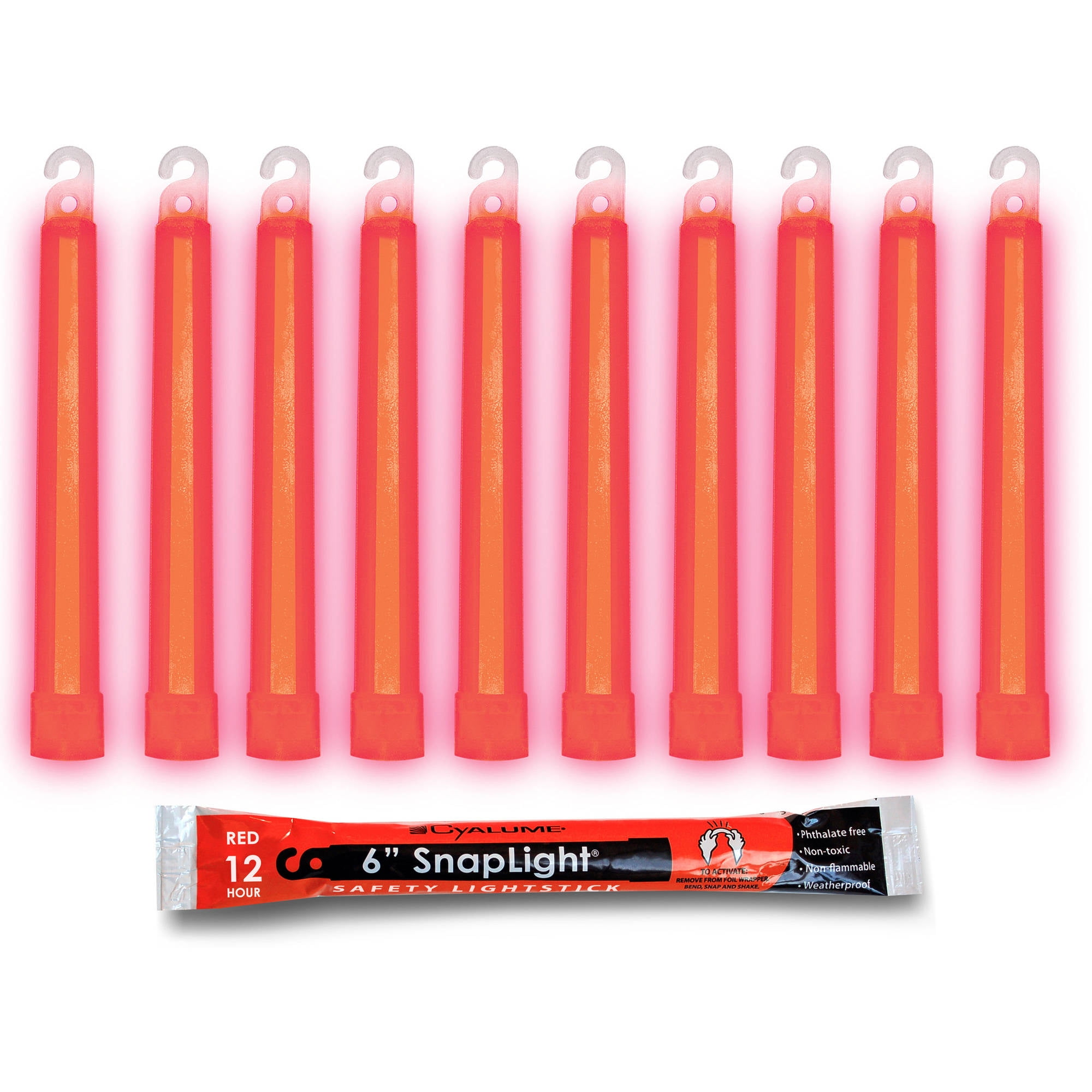 Cyalume SnapLight Red Glow Sticks, 6" Industrial Grade, UltraBright