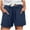 Navy, variant on UAMVSH Women Cotton Linen Shorts Trendy Ladies Summer Cuffed Hem Shorts Casual Elastic Waist Drawstring Shorts with Pockets