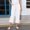 White cotton linen capri pants for women a1, variant on Cagogo Women Plus Size Capri Pants Cotton Linen Elastic Waist Flowy Loose Casual Cropped Palazzo Trousers Solid Summer Beach Lounge Pants, Light Blue 2XL