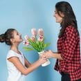 thumbnail image 4 of Flower Bouquet Building Set Tulips Artificial Flowers, Plant Botanical Building Blocks for Adults Home Office Decor Compatible with Lego Pink Color, 4 of 5