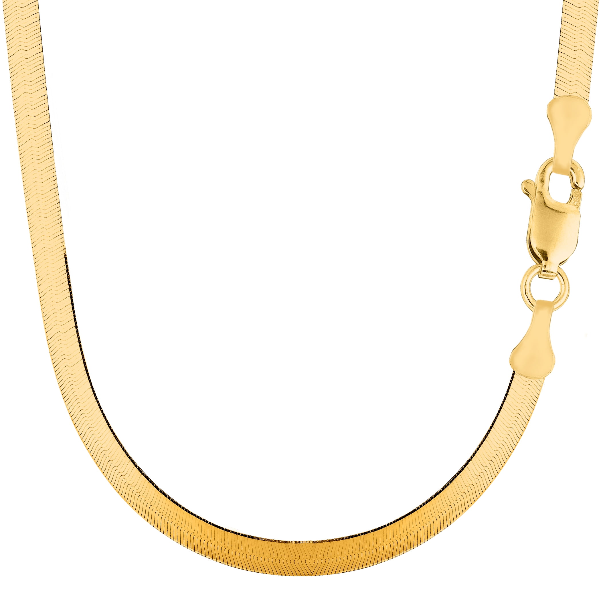 14k Yellow Solid Gold Imperial Herringbone Chain Necklace, 3.0mm 