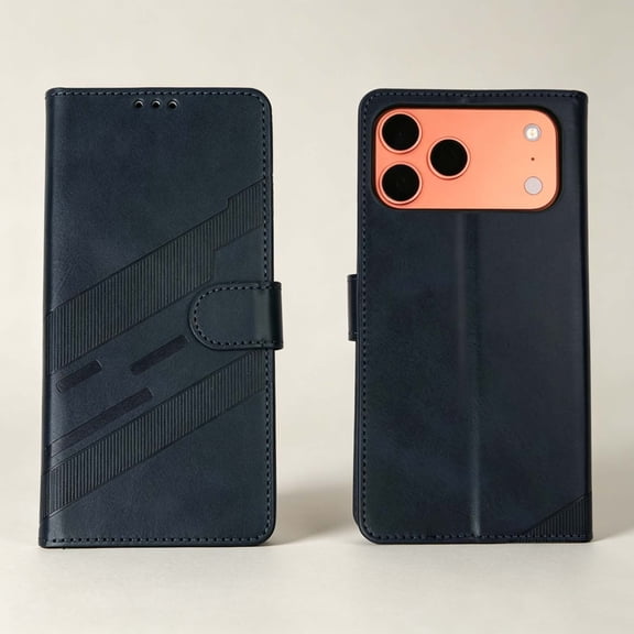 For iPhone 14 Pro Flip Phone Case,PU Leather Flip Foldable Kickstand,,Retro Embossed Flip Cover,With Card Slots,Magnetic Closure,Shockproof Non-Slip Anti-Scratch Phone Case,Blue