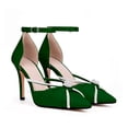 thumbnail image 5 of YOWMNS Women's Sexy Elegant Rhinestone Closed Toe Wedding Shoes Satin High Stiletto Heel Pointed Toe Heeled Sandals (Green, 10.5), 5 of 5