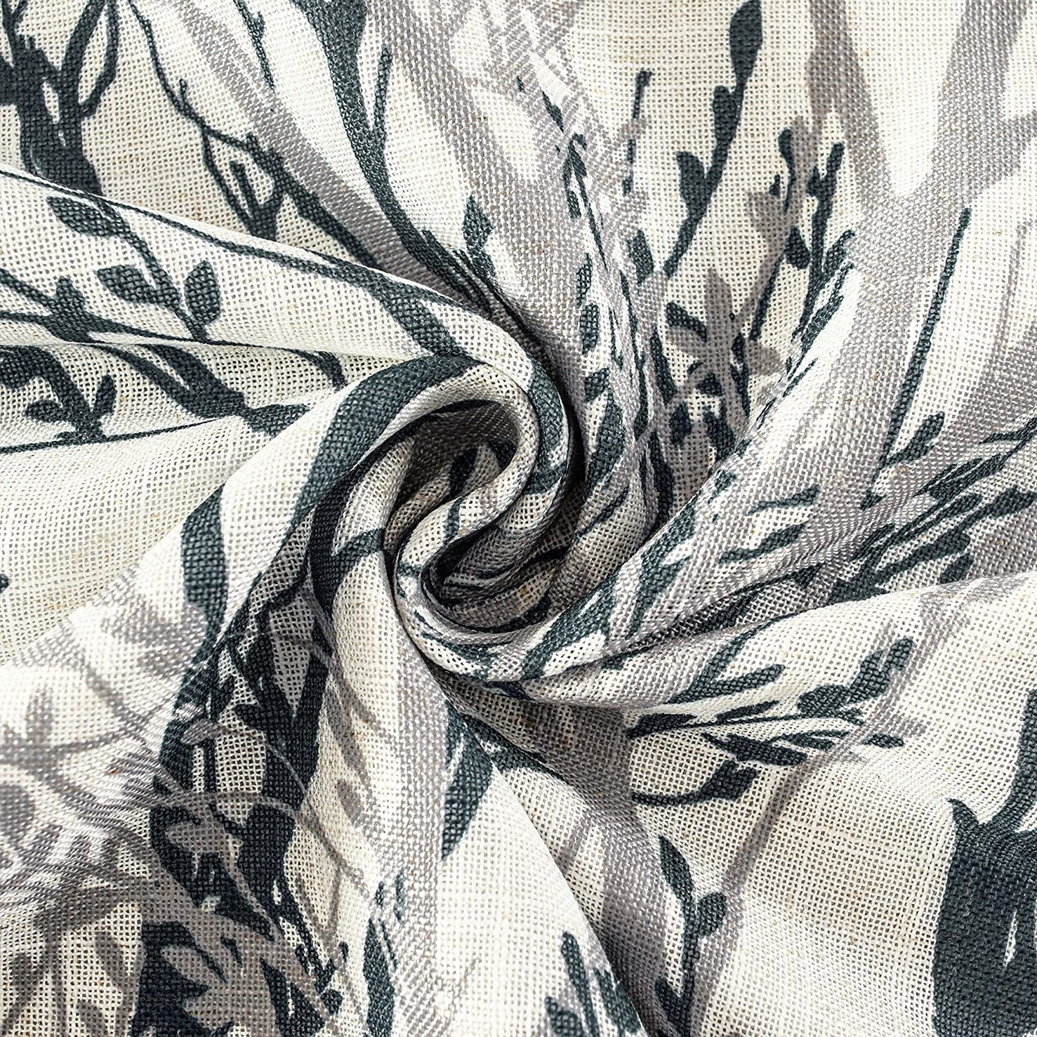 DriftAway Tree Branch Linen Blend Botanical Pattern Painting Blackout Room Darkening Thermal Insulated Grommet Lined Window Curtains 2 Panels 2 Layers Each 52 Inches by 84 Inches Gray