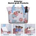 thumbnail image 2 of Tote Bag for Women - Pioneer Flower Shoulder Bag - Large Utility Work Duffle Bag with Zipper Handbag for Travel, Work, Sprots, 2 of 5
