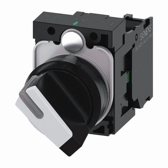 Siemens Selector Switch, 22 mm, 1NO, White 3SU1100-2BF60-1BA0