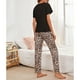 thumbnail image 4 of Traje de pijama con estampado de leopardo para mujer, ropa de dormir femenina suave y transpirable cómoda para la piel, ropa de dormir para el hogar, negro S, 4 of 6