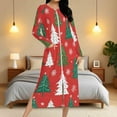 thumbnail image 4 of Fewfanhot Nightgowns for Women Cotton Long Sleeve Hooded Robe Night Gown Contrast Color Full Length Loungewear with Pockets, 4 of 9