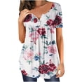 thumbnail image 1 of SMihono Hauts pour Femmes Été Chic Décontracté Mode pour Femmes Débardeur Imprimé Col Rond Ample Manches Courtes Chandail à Enfiler Haut Grande Taille T-Shirt, 1 of 5
