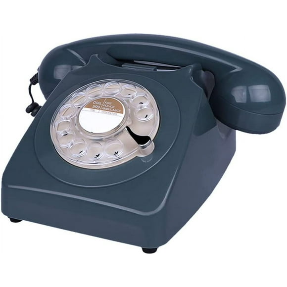 Retro Telephone, 80's Rotary Landline Phone Old Fashioned Corded Telephone with Clic Metal Bell, Vintage