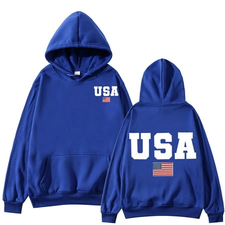 

WUDATI Women s American Flag Hoodie USA Print Loose Casual Long Sleeve Pullover with Pocket Lightweight Top for Autumn Daily Wear Travel Parties