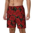 thumbnail image 2 of Qekee Rose Flowers print Mens Swim Quick Dry Stretch Swim Shorts Lining Bathing Suits Swimwear Beach Shorts with Pockets, 2 of 9