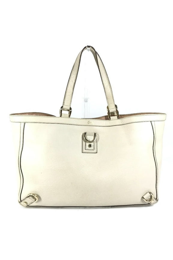 Pre-Owned GUCCI 141472 Logo Handbag Shoulder Bag Tote Leather Women's White (Fair)