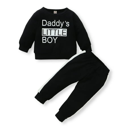 

Infant Baby Boy Clothes Infant Baby Boy Outfits Long Sleeve Letter Print Tops Pants Set Baby Boy Fall Clothes Set 9-12 Months