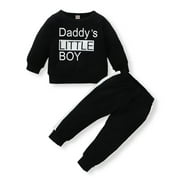 Infant Baby Boy Clothes Infant Baby Boy Outfits Long Sleeve Letter Print Tops Pants Set Baby Boy Fall Clothes Set 6-9 Months