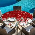 thumbnail image 6 of Red Christmas Round Tablecloth, Fitted Table Cover with Elastic for 36"-44" Round Tables, Snowman Snowflake Xmas Tree Winter Table Cloth Outdoor Indoor Dinning Party Waterproof Tablecloths, 6 of 7