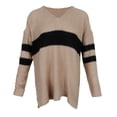thumbnail image 2 of Suéter Cuello En V Sudadera Capucha Ropa Mujer Top Confortable Blando Casual Mujer Khaki M jinwen Suéter a rayas de mujer, 2 of 8