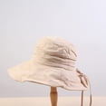 thumbnail image 6 of CoCopeaunts Wide Brim Bucket Hat Ladies Summer Sun Hat for Women Girls Travel Beach Casual Banquet Fisherman Hat Bow Drawstring, 6 of 8