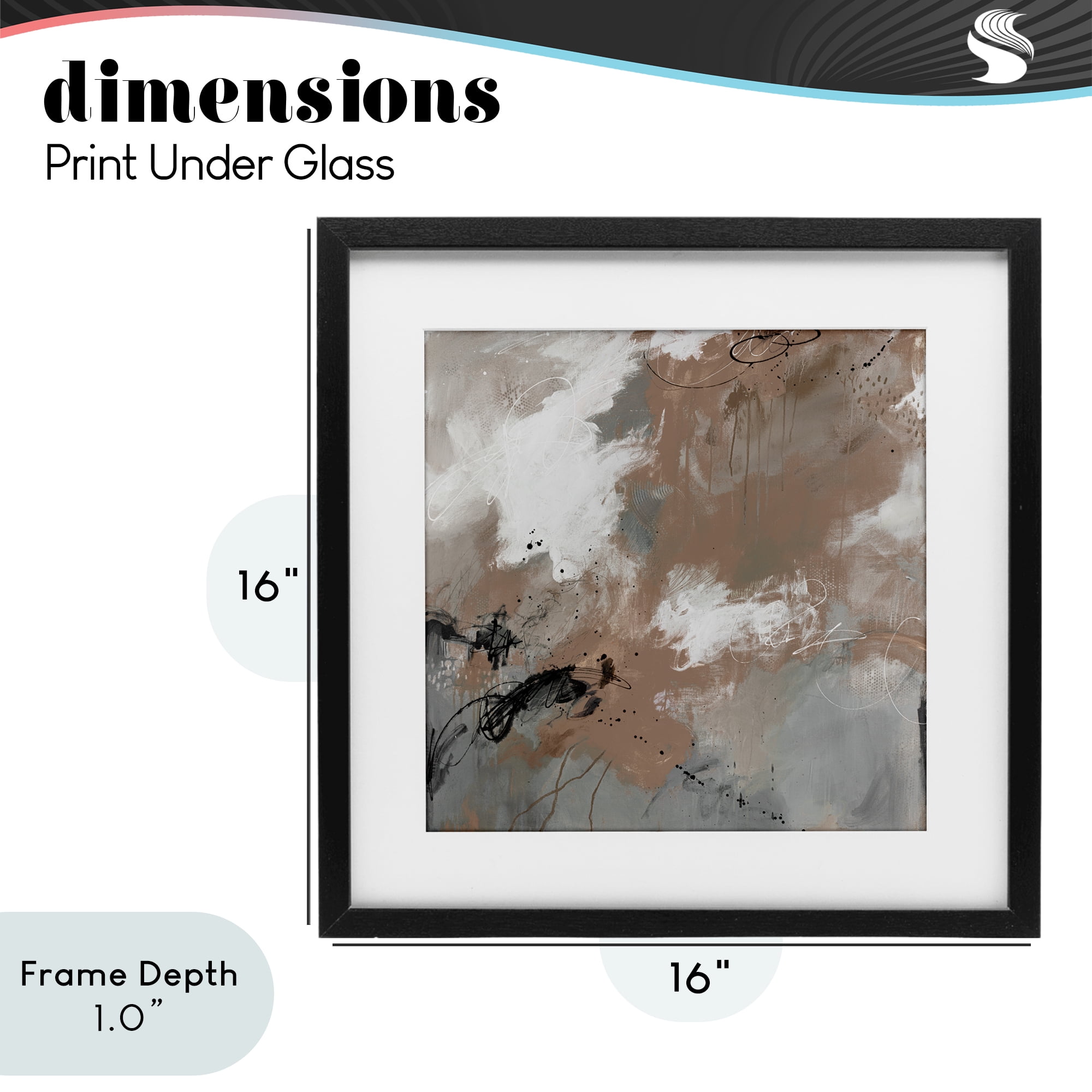 Stupell Industries Brown & Grey Brushwork Black Framed Print Under Glass, design by Ruth Fromstein