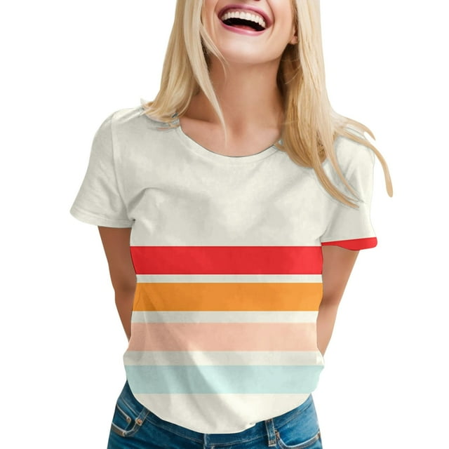 TSADFHJI Hauts de Noël Élégants pour Femmes avec Bling T-Shirt Décontracté Imprimé de Pâques Manches Courtes Col Rond L Blanc