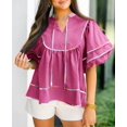 thumbnail image 3 of Peplum Babydoll Tops Cicy Bell para mujer, cuello en V, manga corta, 3 of 7