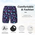 thumbnail image 3 of Yiaed purple Skull flower Print Mens Swim Trunks Bathing Suit Compression Liner Beach Swim Shorts Swimwear Quick Dry Zipper Pocket No-Chafing Board Short-XX-Large, 3 of 6