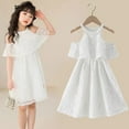 thumbnail image 2 of SNKSDGM Flower Girl Dresses for Wedding Kids Children Girls Summer Sleeveless Lace Neck Sleeveless Princess Dress White Dress 7-8 Years Girls Dresses Size 14-16 Long Sleeve, 2 of 9