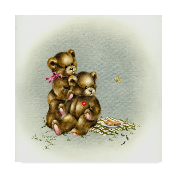 Trademark Fine Art 'Teddy Bears Picnic 1' Canvas Art by Peggy Harris
