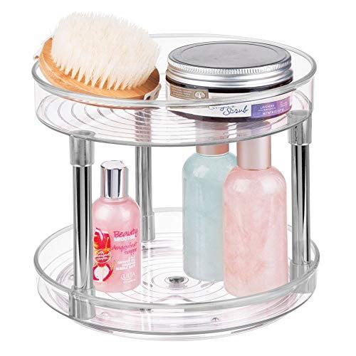 Light Gray Makeup Stations Rotating Organizer for Bathroom Vanity Counter Tops mDesign Plastic Spinning Lazy Susan Turntable Storage Tray Dressing Tables 11.5 Round Dressers