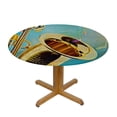 thumbnail image 3 of HAOXIT Music Tablecloth, Colorful Music Notes Vibes from Jazz Background Illustration Artwork Print, Round Table Cover for Dining Room Kitchen Decor, 3 of 8