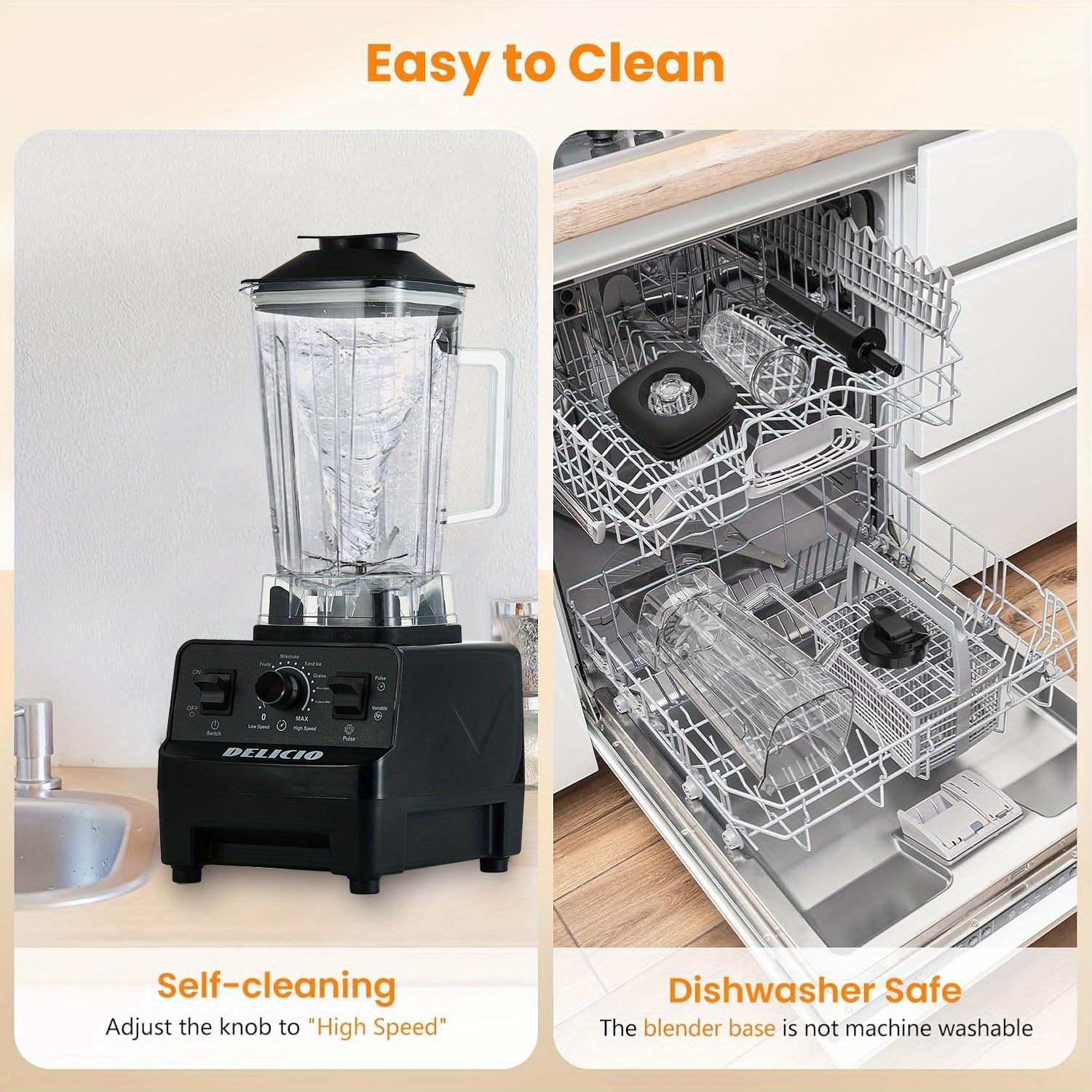 330W Powerful Blender, Electric Countertop Blender for Smoothies Milkshakes and Juices, Easy to Clean Multi-Function Mixer, Home Kitchen Essential for Family Daily Use
