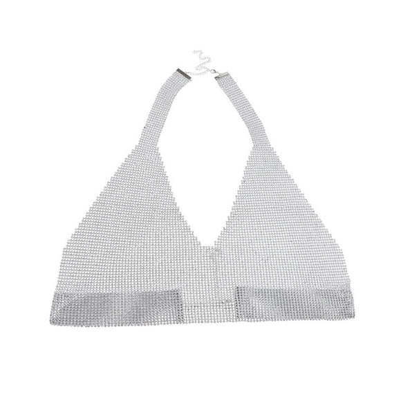 Cadena del cuerpo Salvador Rhinestone Bikini Playa Plata