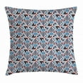thumbnail image 1 of Ikat Throw Pillow Cushion Cover, Ancient Geometrical Cultural Composition with Triangles Hipster Folkloric, Decorative Square Accent Pillow Case, 16 X 16 Inches, Coral Blue and Black, by Ambesonne, 1 of 2