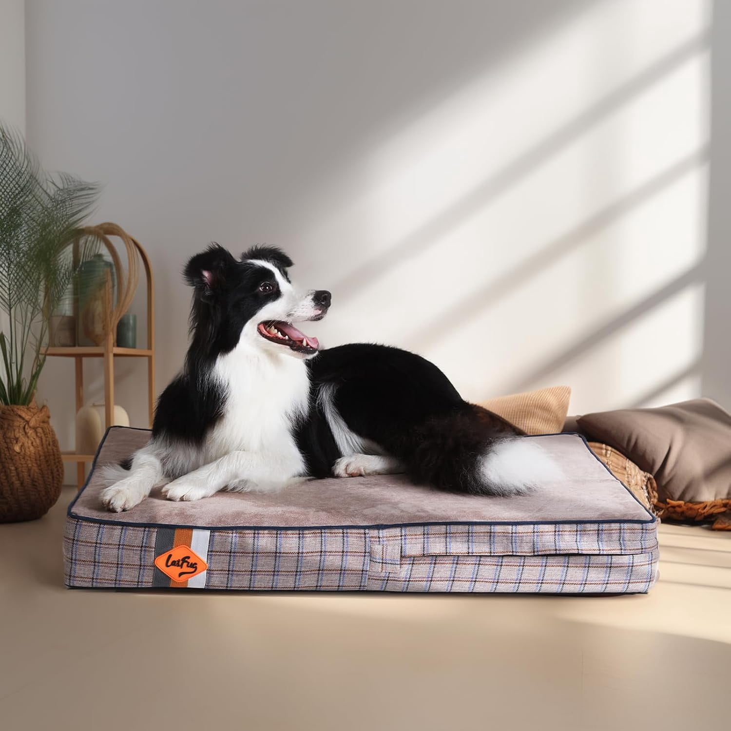 Laifug Orthopedic Memory Foam Dog Bed with Durable Waterproof Liner and Removable Washable Cover